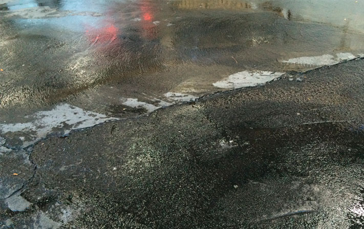 Washing car station floor reflections